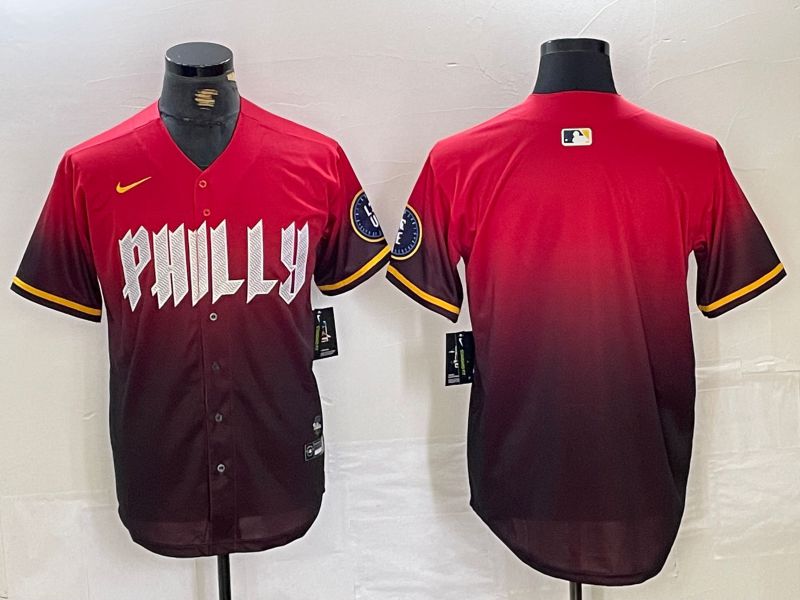 Men Philadelphia Phillies Blank Red City Edition Nike 2024 MLB Jersey style 1